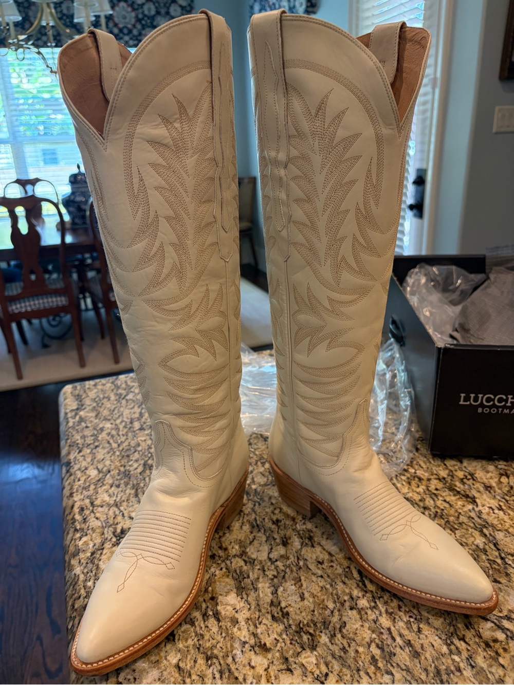 Lucchese Women’s Sorrell Tall Boot 7.5 Ivory - Picture 8 of 10